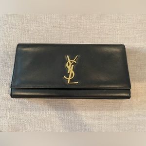 YSL black leather clutch
